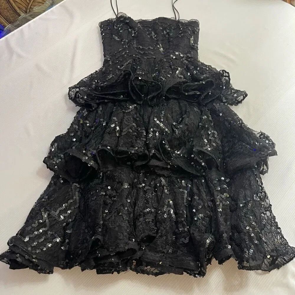 Mario Forte For After Five VTG Black Sequin Dress Size 6